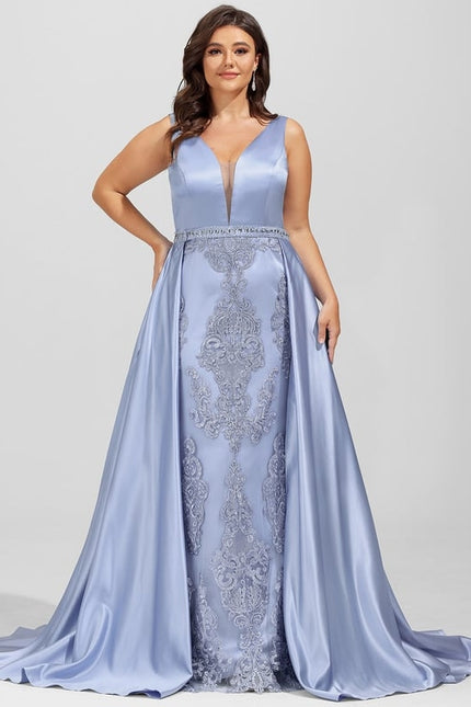 Robe De Bal Satinée Céleste - gallery 6