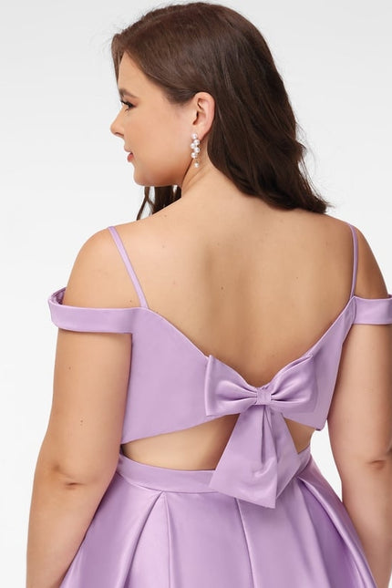 Robe De Bal Satinée Lavande - gallery 9