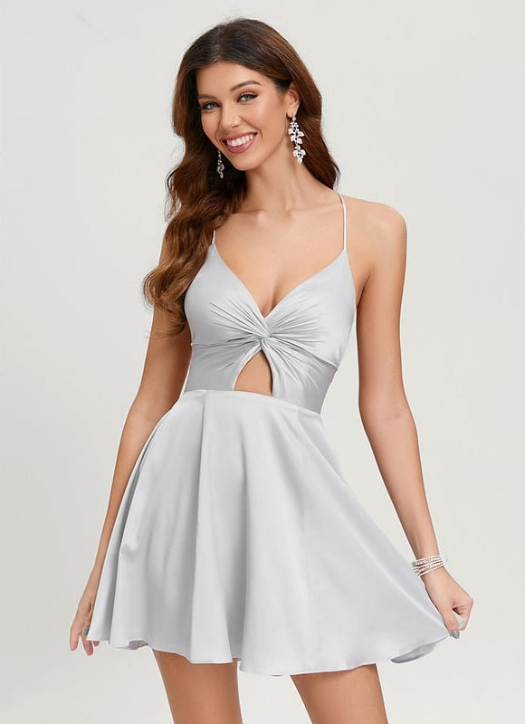 Robe De Bal Satin Argentée