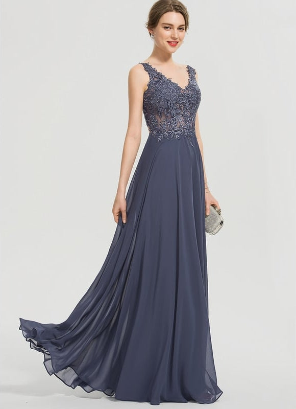 Robe De Bal Élégance Marine Satinée - gallery 1