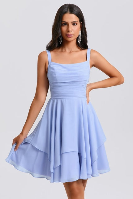 Robe De Bal Courte Bleue Aérienne - gallery 1