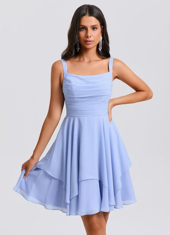 Robe De Bal Courte Bleue Aérienne - gallery 1