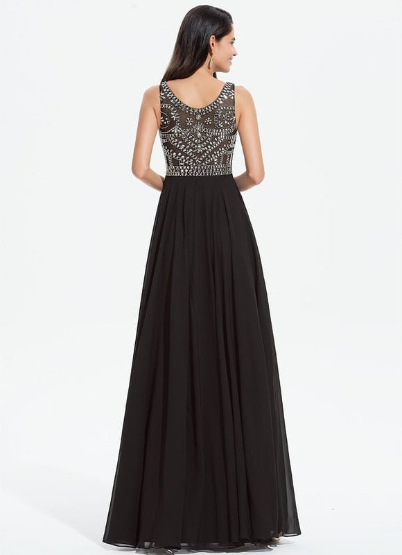 Robe De Bal Chiffon Noir - gallery 1