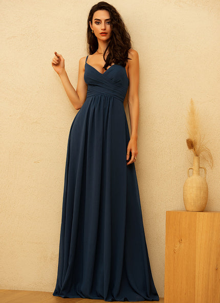 Robe De Bal Longue Fluide Bleu