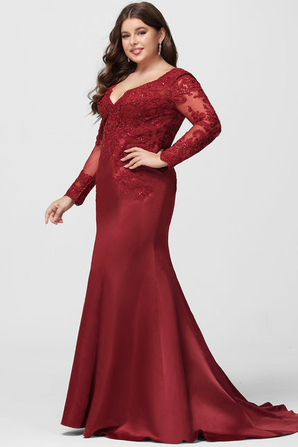 Robe De Bal Satin Rouge Élégante - gallery 4