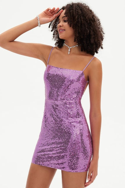 Robe De Bal Pailletée Violette - gallery 6