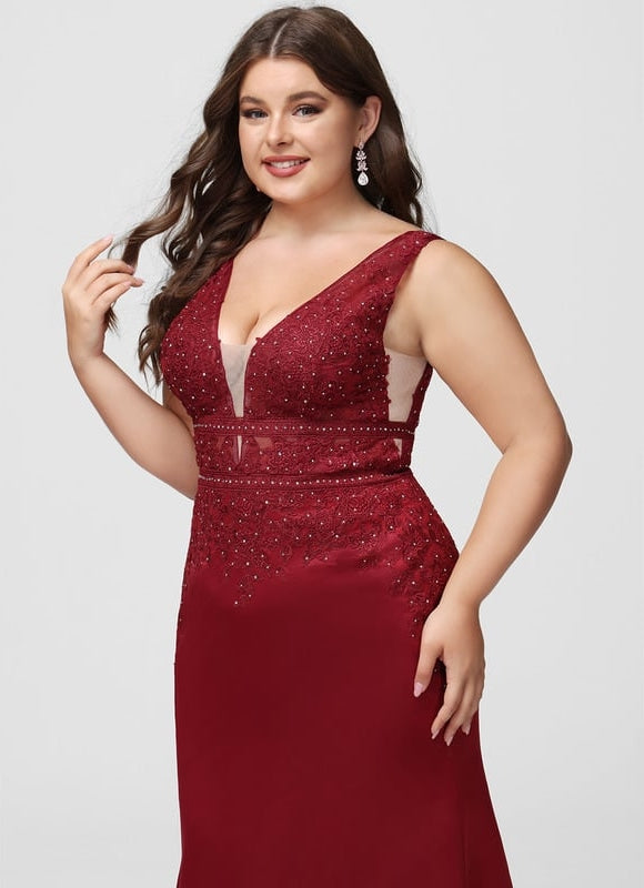 Robe De Bal Satinée Rubis - gallery 7