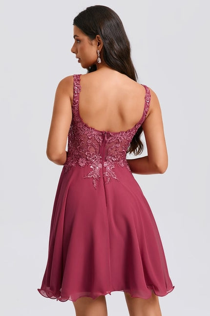 Robe De Bal Évasée Bordeaux - gallery 6
