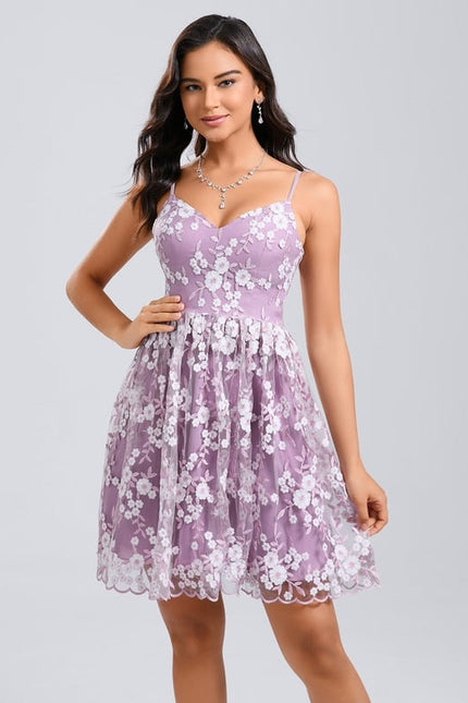 Robe De Bal Lilas Florale - gallery 3