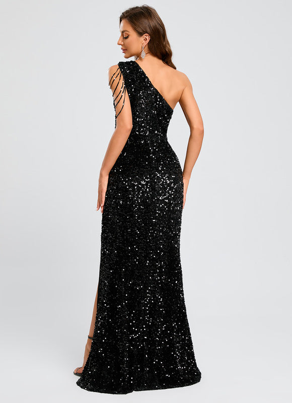 Robe De Bal Scintillante Asymétrique - gallery 3