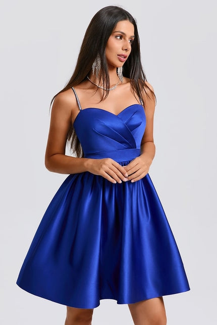 Robe De Bal Satin Bleu Royal - gallery 1