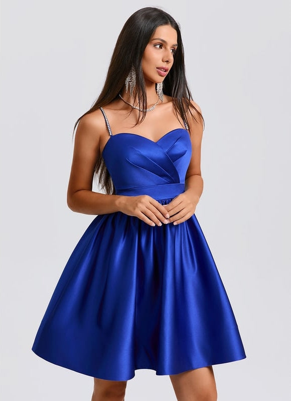 Robe De Bal Satin Bleu Royal - gallery 1