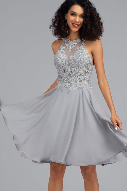 Robe De Bal Grise Dentelée