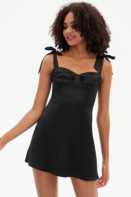 Robe De Bal Satin Céleste Élégant - gallery 3