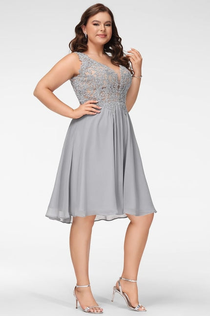 Robe De Bal Courte Argentée - gallery 6