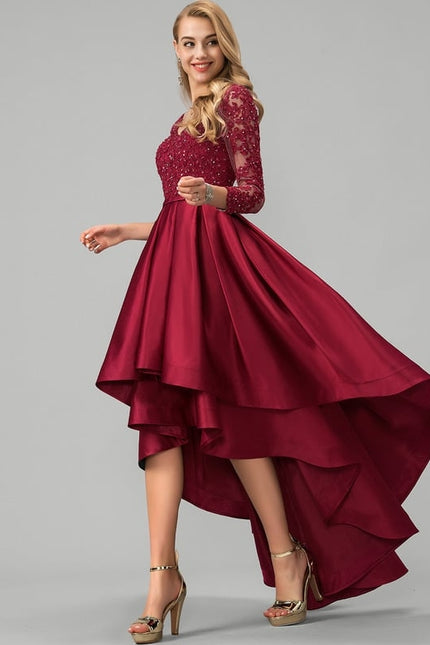 Robe De Bal Satinée Bordeaux Élégante - gallery 3