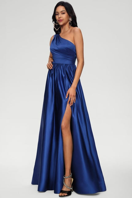 Robe De Bal Satin Royal Asymétrique - gallery 2