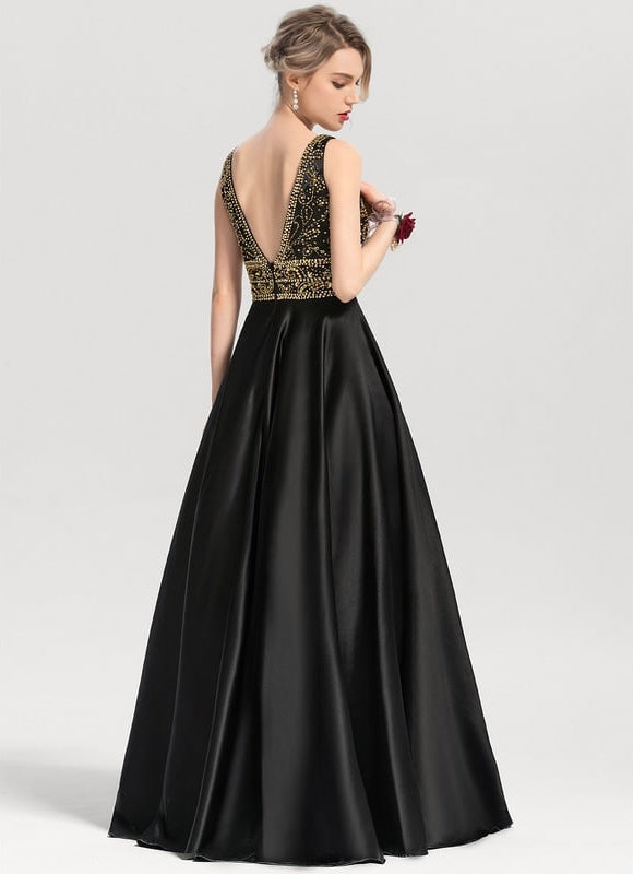 Robe De Bal Satinée Verte - gallery 4