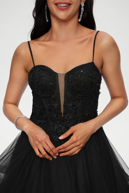 Robe De Bal Bal Noire Élégante - gallery 5