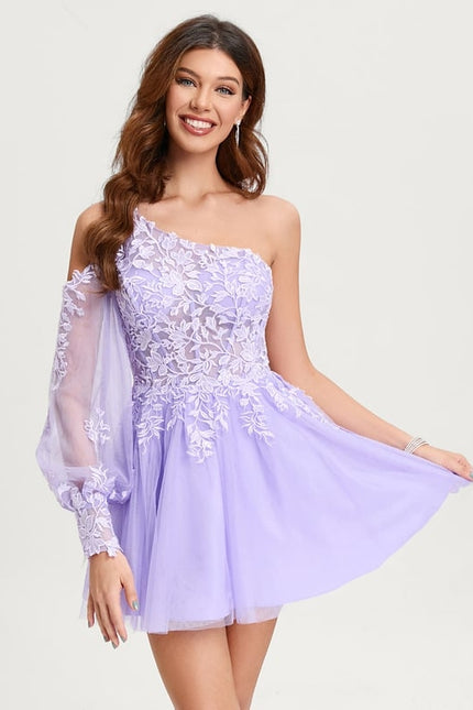Robe De Bal Lilas Asymétrique - gallery 4