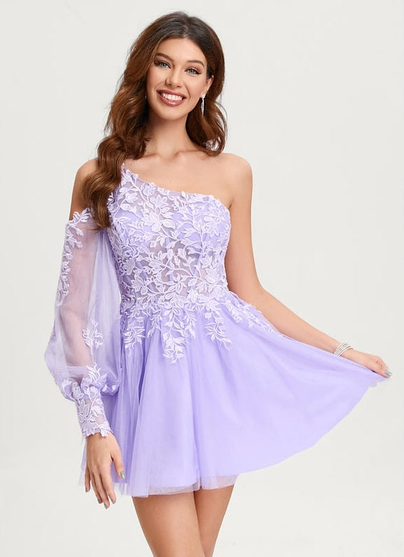 Robe De Bal Lilas Asymétrique - gallery 4