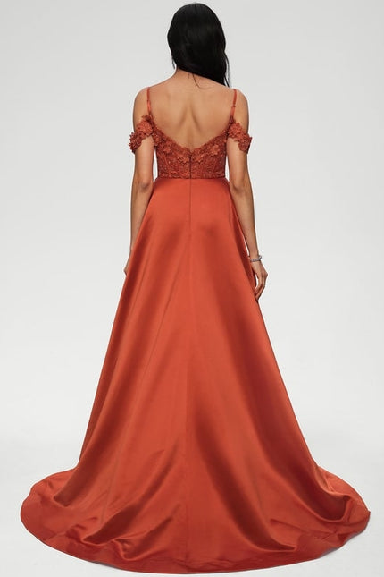 Robe De Bal Satinée Cuivrée - gallery 1