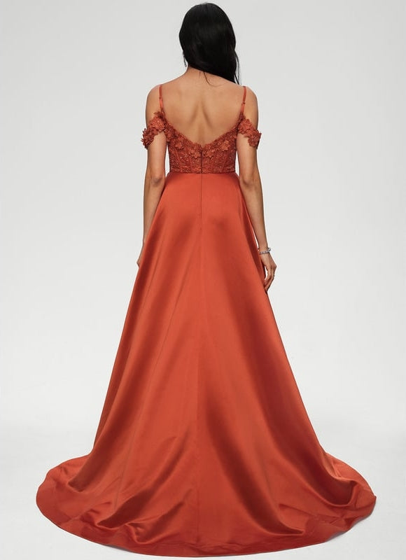 Robe De Bal Satinée Cuivrée - gallery 1