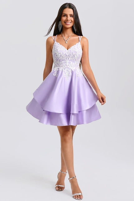 Robe De Bal Lilas À Appliques - gallery 6