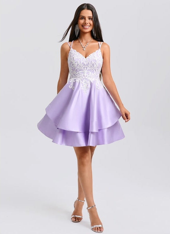 Robe De Bal Lilas À Appliques - gallery 6