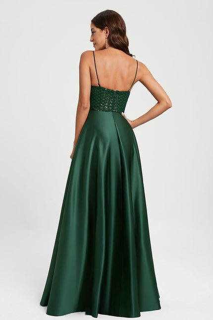 Robe De Bal Satin Émeraude Luxe - gallery 2