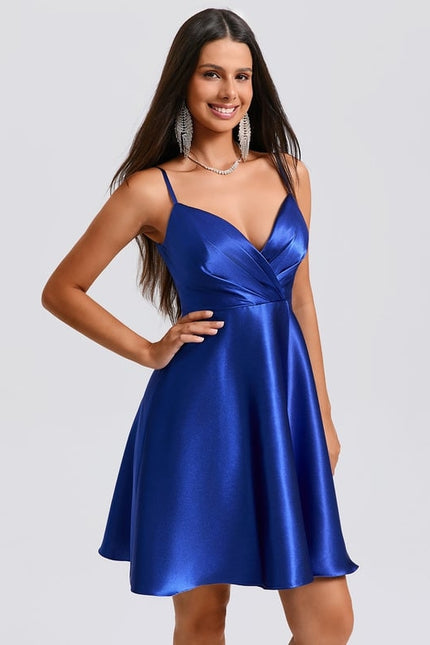 Robe De Bal Satin Bleu Vif - gallery 6