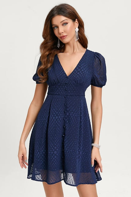 Robe De Bal Col V Marine - gallery 6