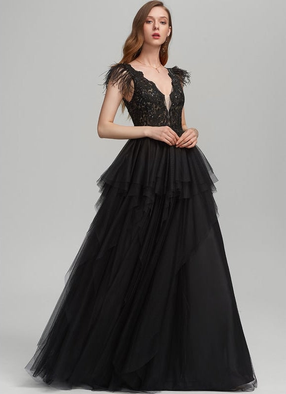 Robe De Bal Tulle Plumes - gallery 3