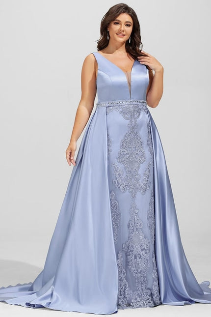 Robe De Bal Satinée Céleste - gallery 8