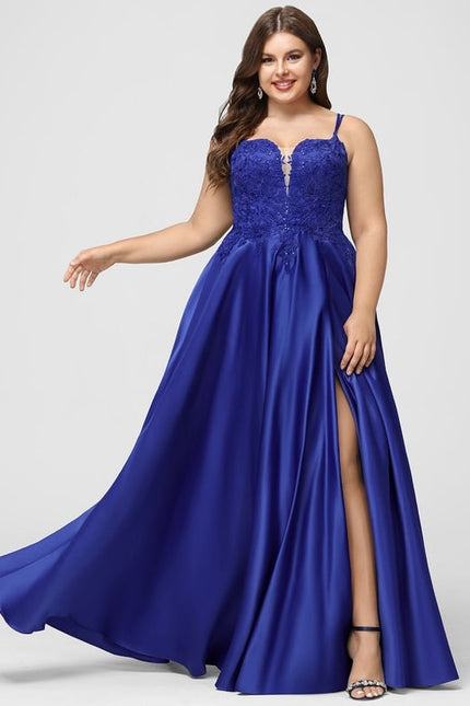 Robe De Bal Satin Bleu Élégant - gallery 6
