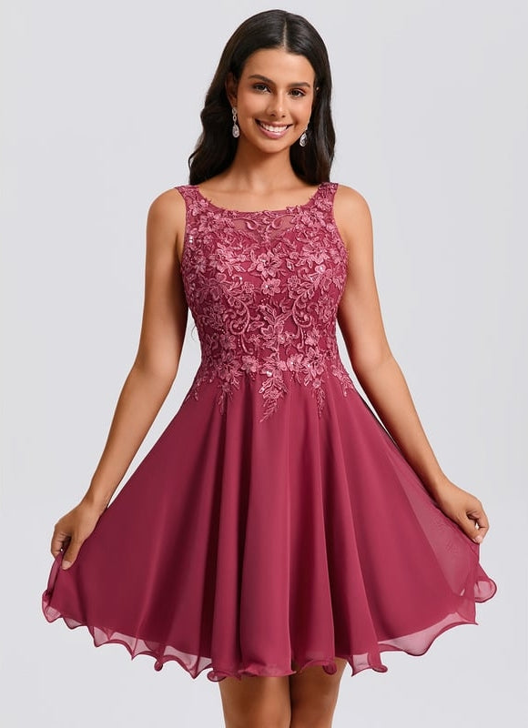 Robe De Bal Évasée Bordeaux - gallery 1
