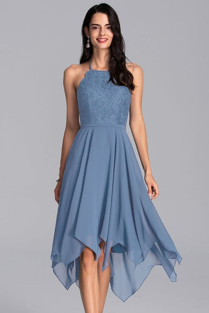 Robe De Bal Asymétrique Bleue