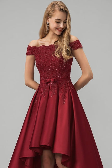 Robe De Bal Satinée Bourgogne - gallery 2