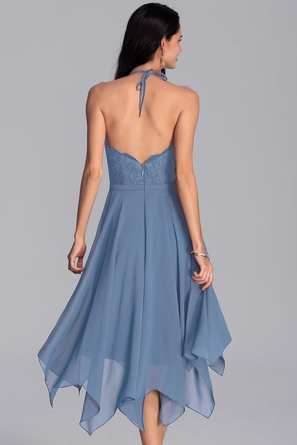 Robe De Bal Asymétrique Bleue - gallery 6