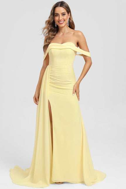 Robe De Bal Sirène Jaune Satinée - gallery 2