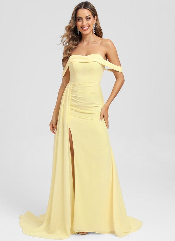 Robe De Bal Sirène Jaune Satinée - gallery 2