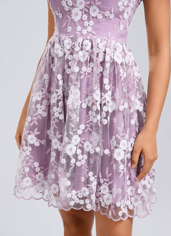 Robe De Bal Lilas Florale - gallery 8