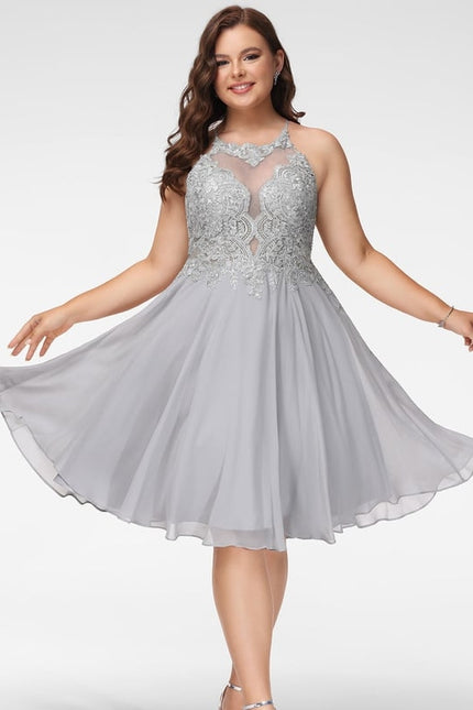 Robe De Bal Grise Dentelée - gallery 5