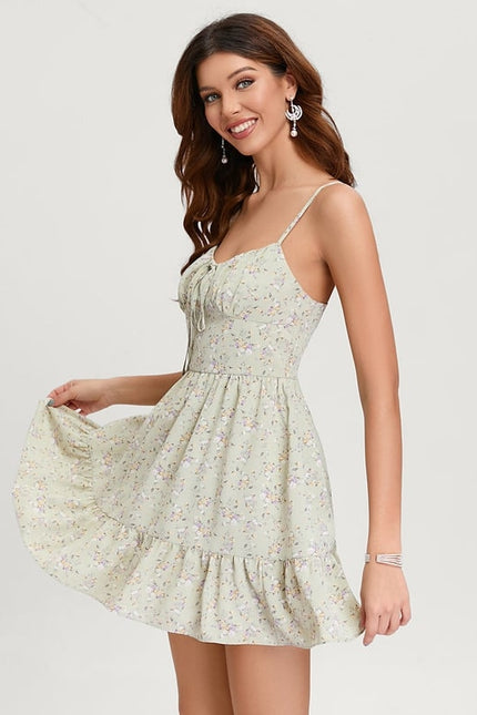 Robe De Bal À Fleurs Vertes - gallery 1