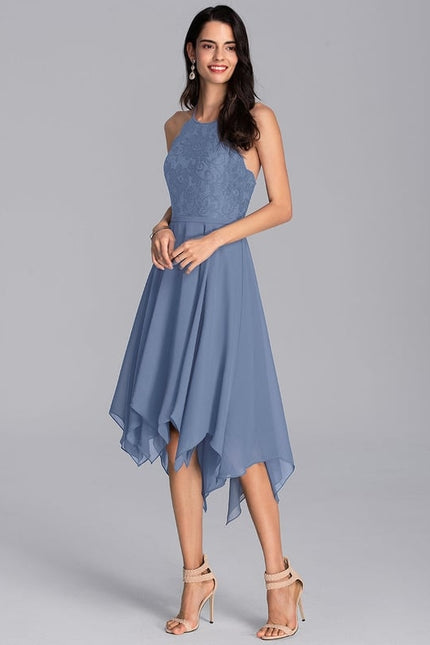 Robe De Bal Asymétrique Bleue - gallery 1