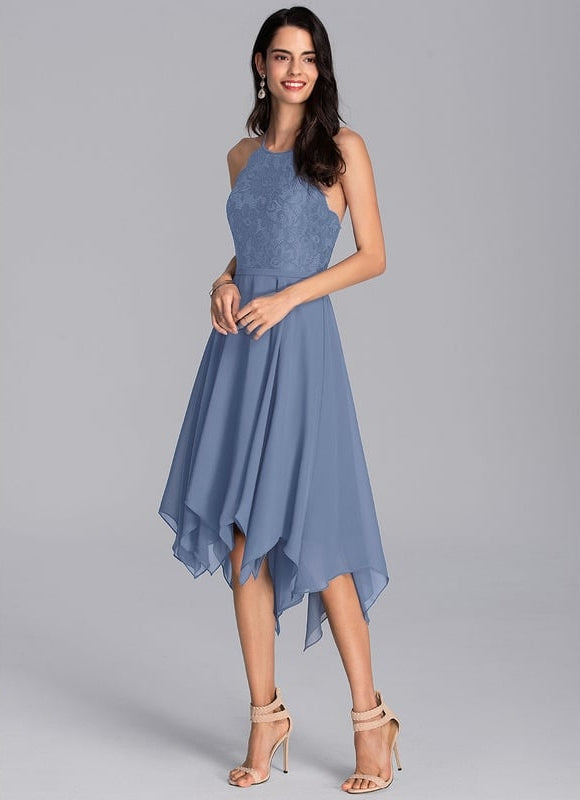 Robe De Bal Asymétrique Bleue - gallery 1