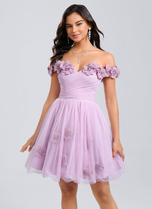 Robe De Bal Tulle Lilas Fleuri - gallery 2