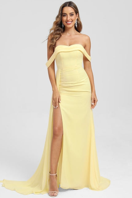 Robe De Bal Sirène Jaune Satinée
