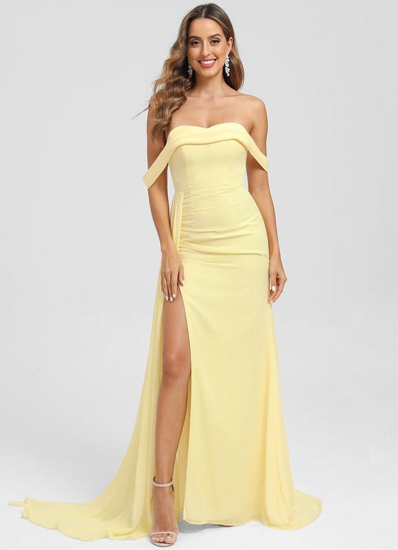 Robe De Bal Sirène Jaune Satinée