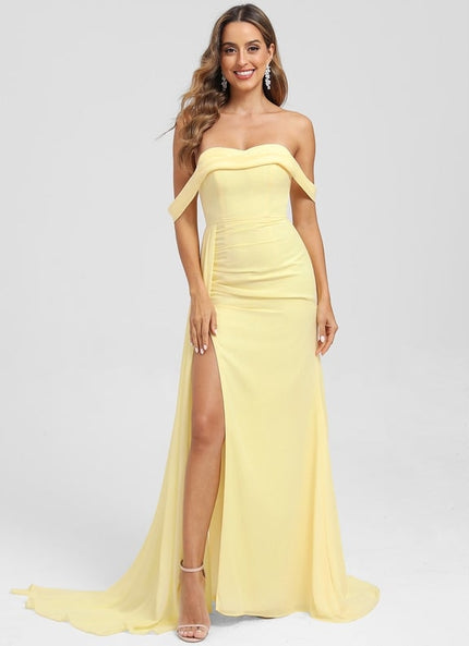 Robe De Bal Sirène Jaune Satinée